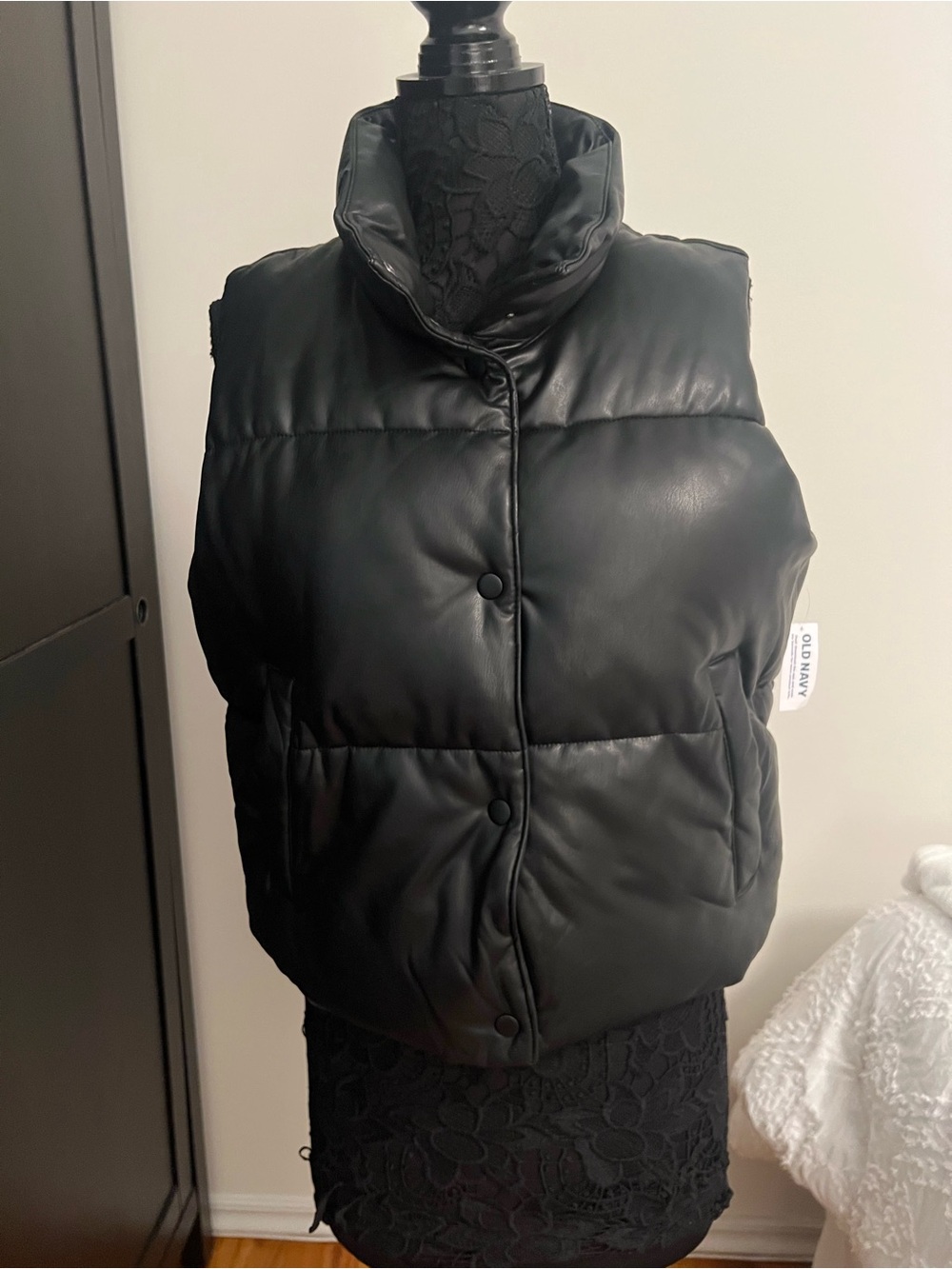 Old Navy Faux Leather Puffer Vest